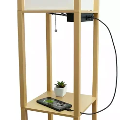 Sale Kirklands Home Etagere Shelf Charging Floor Lamp Tan