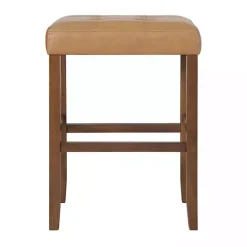 Outlet Kirklands Home Faux Leather Madison Walnut Bar Stool Tan