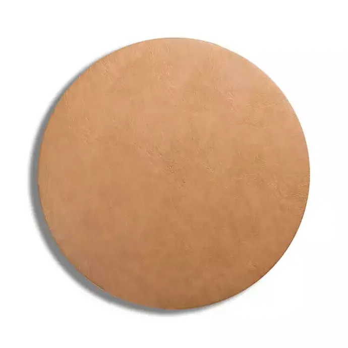 Online Kirklands Home Faux Leather Round Placemat Tan
