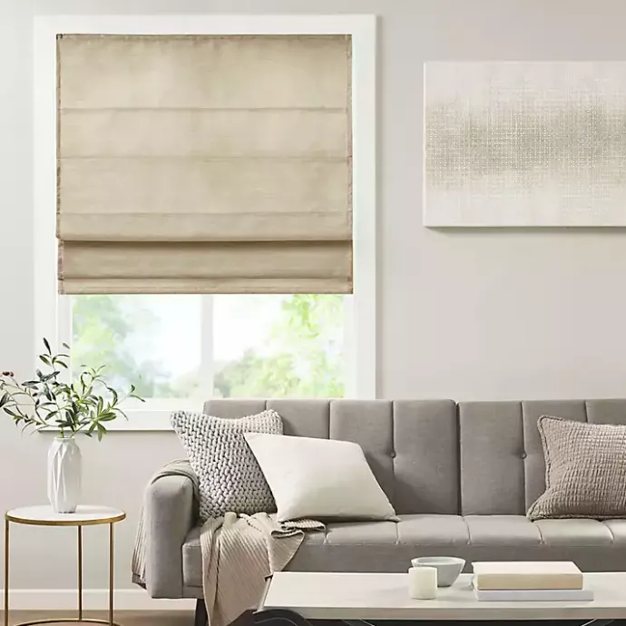 Clearance Kirklands Home Faux Silk Room Darkening Roman Shade, 27 in. Tan