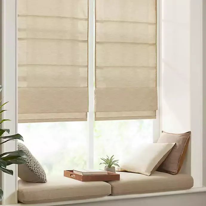 Clearance Kirklands Home Faux Silk Room Darkening Roman Shade, 27 in. Tan