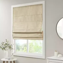 Outlet Kirklands Home Faux Silk Room Darkening Roman Shade, 31 in. Tan