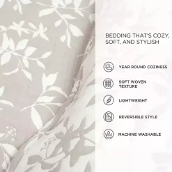 New Kirklands Home Tan Floral Reversible 3-pc. King Quilt Set