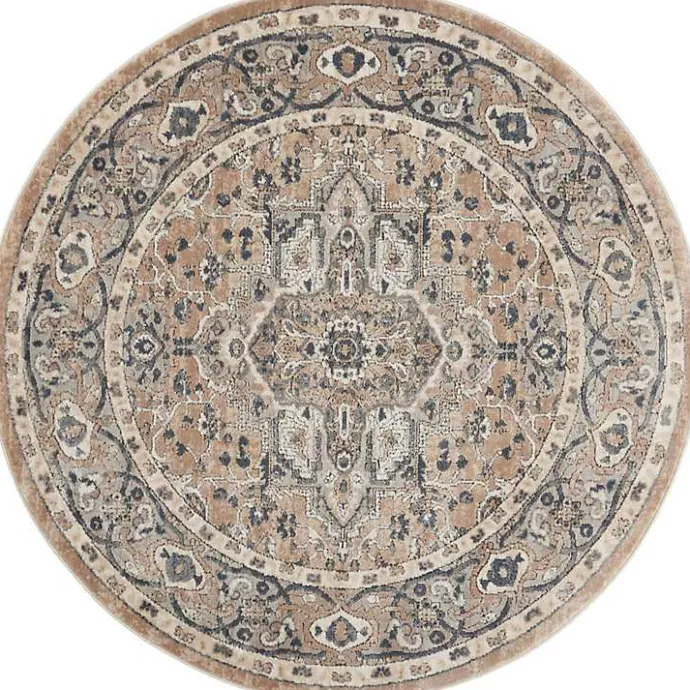 Hot Kirklands Home Tan Navaro Medallion Round Area Rug, 5 ft.