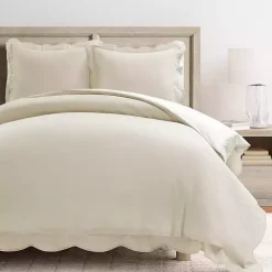 Discount Kirklands Home Tan Scallop Edge 3-pc. Full/Queen Duvet Cover Set