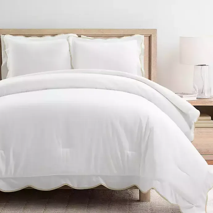 Sale Kirklands Home Tan Scalloped Edge 3-pc. Full/Queen Comforter Set