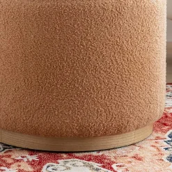New Kirklands Home Sherpa Upholstered Storage Ottoman Tan