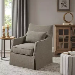 Sale Kirklands Home Skirted Swivel Martha Stewart Accent Chair Tan