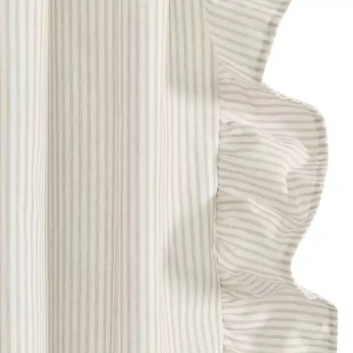New Kirklands Home Tan Stripe Ruffled Curtain Panel Set, 84 in.