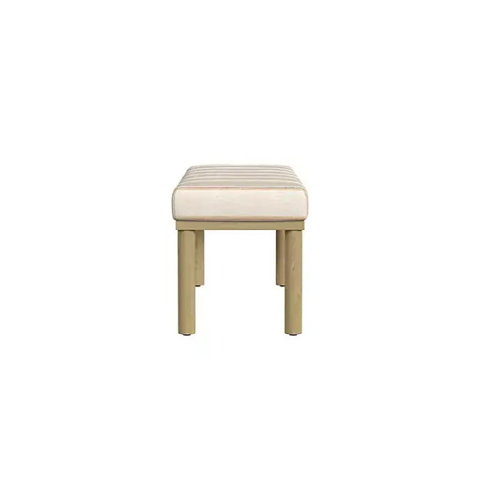 Best Kirklands Home Tan Striped Upholstered Wood Leg Bench