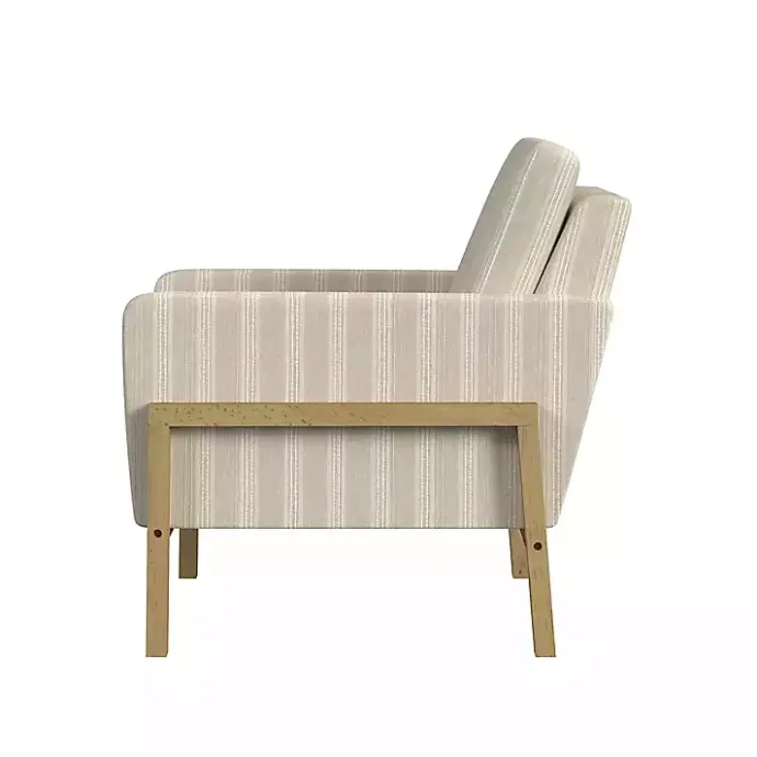 Discount Kirklands Home Tan Striped Upholstered Wood Frame Armchair