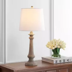 Online Kirklands Home Tan Tapered Column Rhett Table Lamp White