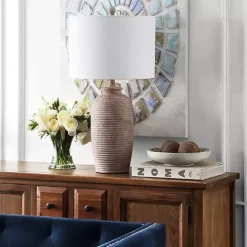 Online Kirklands Home Tan Textured Kensin Table Lamp White
