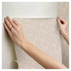New Kirklands Home Textured Poplin Peel & Stick Wallpaper Tan