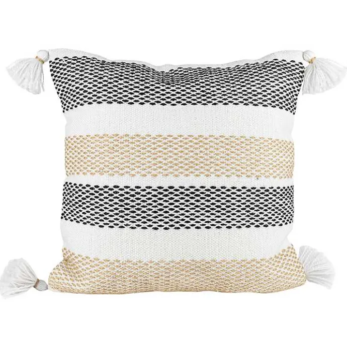 Outlet Kirklands Home Tan Textured Stripes Outdoor Throw Pillow
