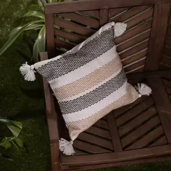 Outlet Kirklands Home Tan Textured Stripes Outdoor Throw Pillow