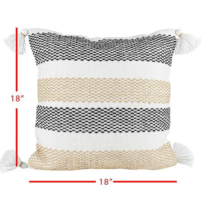 Outlet Kirklands Home Tan Textured Stripes Outdoor Throw Pillow