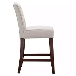 Hot Kirklands Home Tufted Upholstered Wood Counter Stool Tan