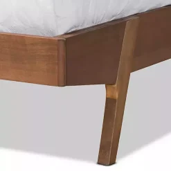 Sale Kirklands Home Tan Upholstered Brown Wood Full Platform Bed