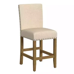 Kirklands Home Upholstered Nailhead Trim Counter Stool Tan