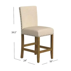 Kirklands Home Upholstered Nailhead Trim Counter Stool Tan