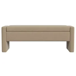 Hot Kirklands Home Velvet Upholstered Modern Storage Bench Tan