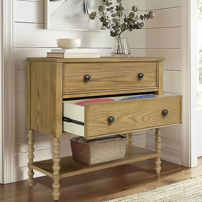 Sale Kirklands Home Wood Turned Legs 2-Drawer Chest Tan