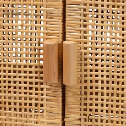 Outlet Kirklands Home Woven Rat and Wood Cabinet Tan