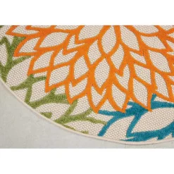Discount Kirklands Home Tangerine Floral Burst Round Outdoor Area Rug