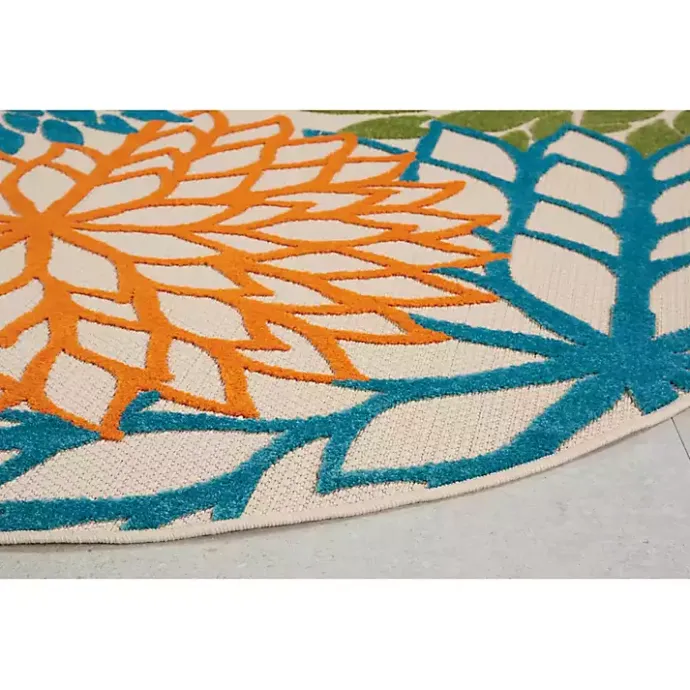 Discount Kirklands Home Tangerine Floral Burst Round Outdoor Area Rug
