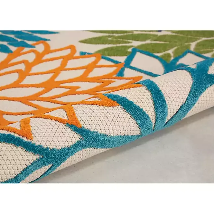 Discount Kirklands Home Tangerine Floral Burst Round Outdoor Area Rug