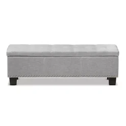 Online Kirklands Home Taupe Button-Tufted Upholstered Storage Bench Tan
