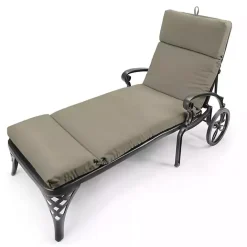 Kirklands Home Taupe Canvas French Edge Outdoor Chaise Cushion Tan
