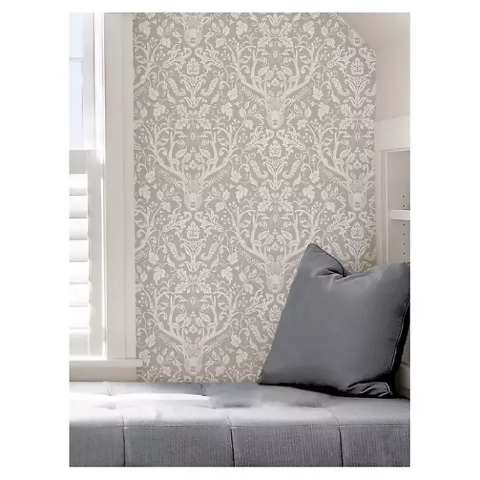 Outlet Kirklands Home Taupe Escape to the Forest Peel & Stick Wallpaper