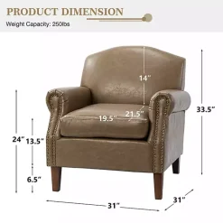 Online Kirklands Home Taupe Faux Leather Nailhead Taylor Armchair Brown