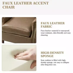 Online Kirklands Home Taupe Faux Leather Nailhead Taylor Armchair Brown