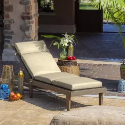 Kirklands Home Taupe Leala Texture Outdoor Chaise Cushion Tan