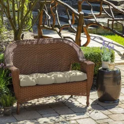 Hot Kirklands Home Taupe Leala Texture Wicker Settee Cushion Tan