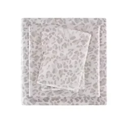 Discount Kirklands Home Taupe Leopard Print Satin 3-pc. Twin Sheet Set