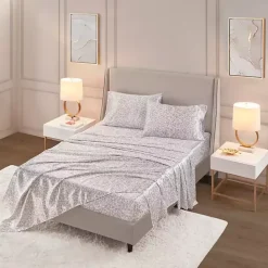 Discount Kirklands Home Taupe Leopard Print Satin 3-pc. Twin Sheet Set
