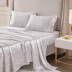 Sale Kirklands Home Taupe Leopard Print Satin 4-pc. King Sheet Set