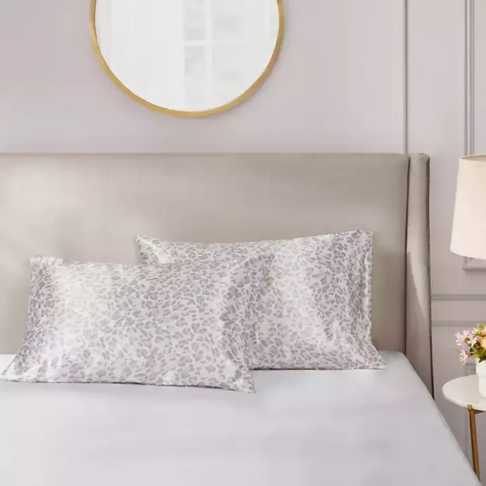 Outlet Kirklands Home Taupe Leopard Satin Standard 2-pc. Pillow Case Set