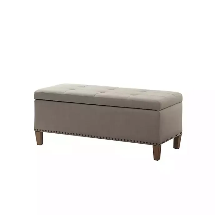 Hot Kirklands Home Taupe Linen Button Tufted Storage Bench Tan