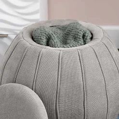 New Kirklands Home Taupe Rounded Oval Storage Ottoman Gray