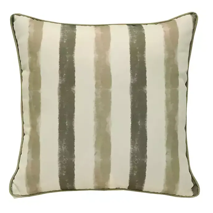 Kirklands Home Taupe Striped Outdoor Pillow