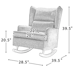 Clearance Kirklands Home Taupe Upholstered Natural Base Wingback Rocker Tan