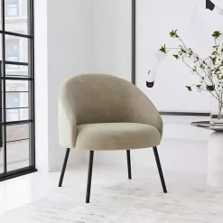 Clearance Kirklands Home Taupe Velvet Modern Accent Chair Tan