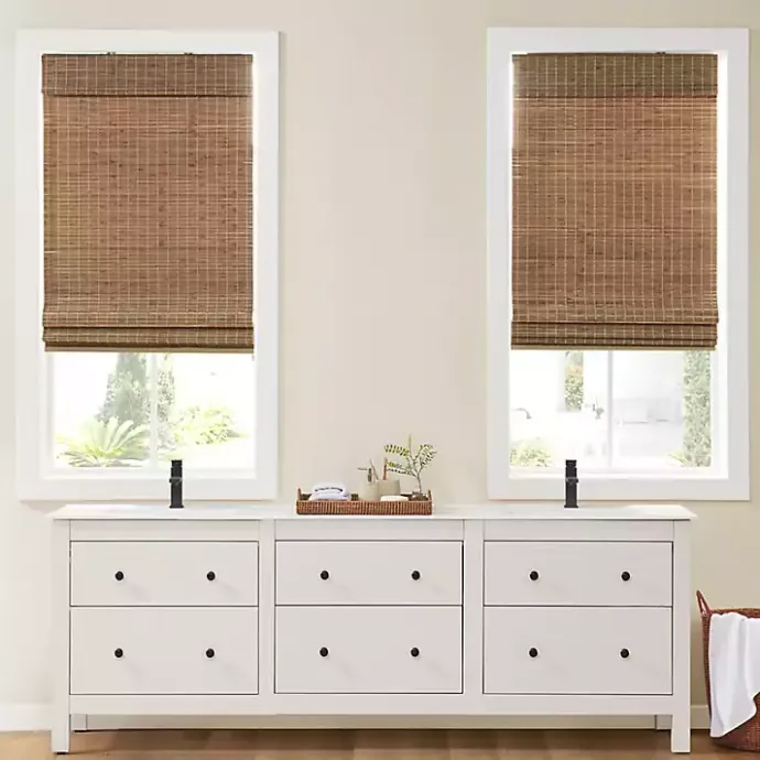Kirklands Home Teak Bamboo Light Filtering Roman Shade, 27 in. Brown