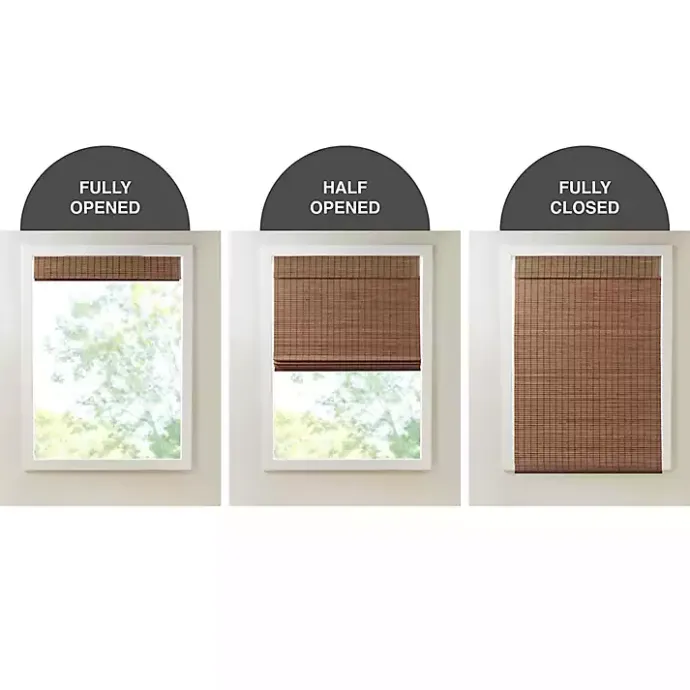 Kirklands Home Teak Bamboo Light Filtering Roman Shade, 27 in. Brown