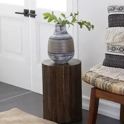 Hot Kirklands Home Teak Wood Drum Accent Table Brown